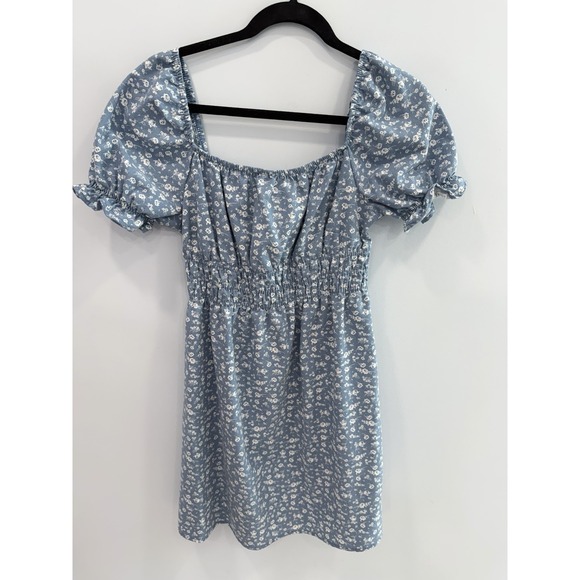 iris Dresses & Skirts - Iris Blue White Floral Babydoll Dress Medium Cottagecore Milkmaid Puff Sleeve